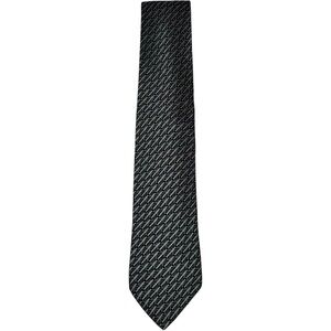 Gucci Black & Silver Chain Link Pattern Silk Tie Classic Luxury Italy